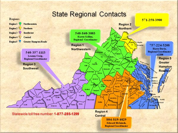 Image of state regional contacts map